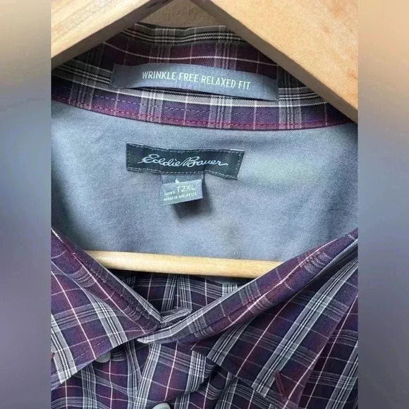 Eddie Bauer Plaid Flannel Button Down Shirt Men Classic Fit Long Sleeve T2XL - Picture 8 of 16